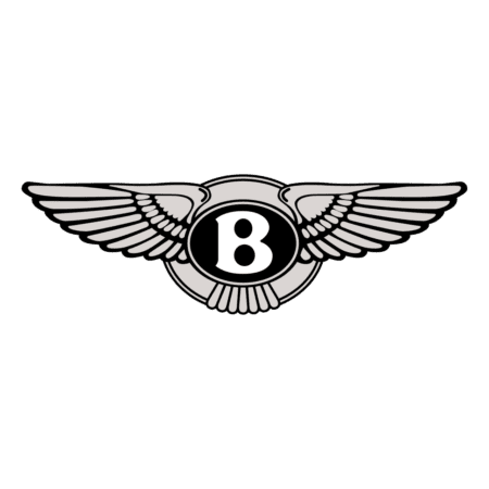 Bentley Motors luxury car logo with wings on green background.