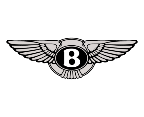 Bentley Motors luxury car logo with wings on green background.